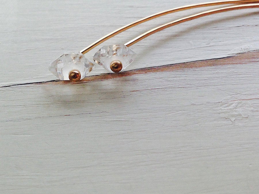 Herkimer Diamond Stud Arc Earring