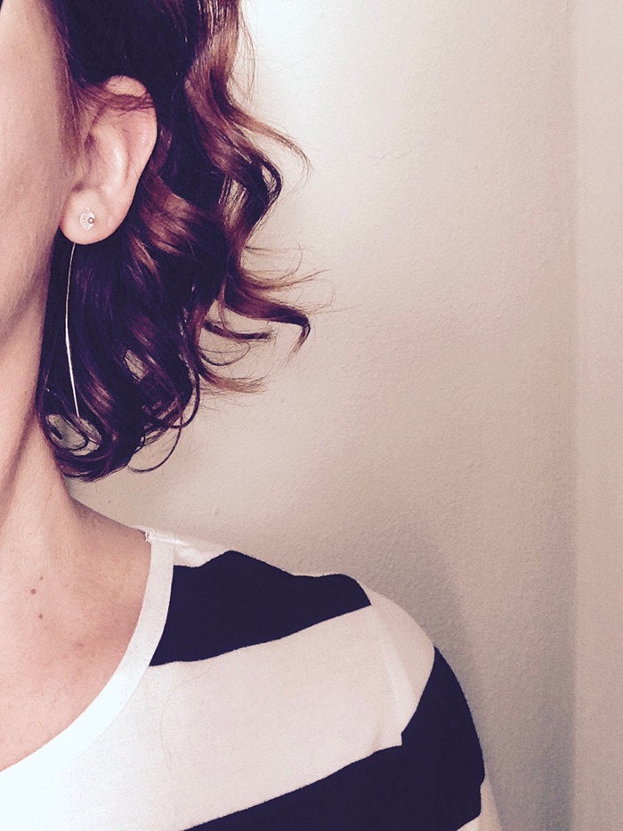 Herkimer Diamond Stud Arc Earring