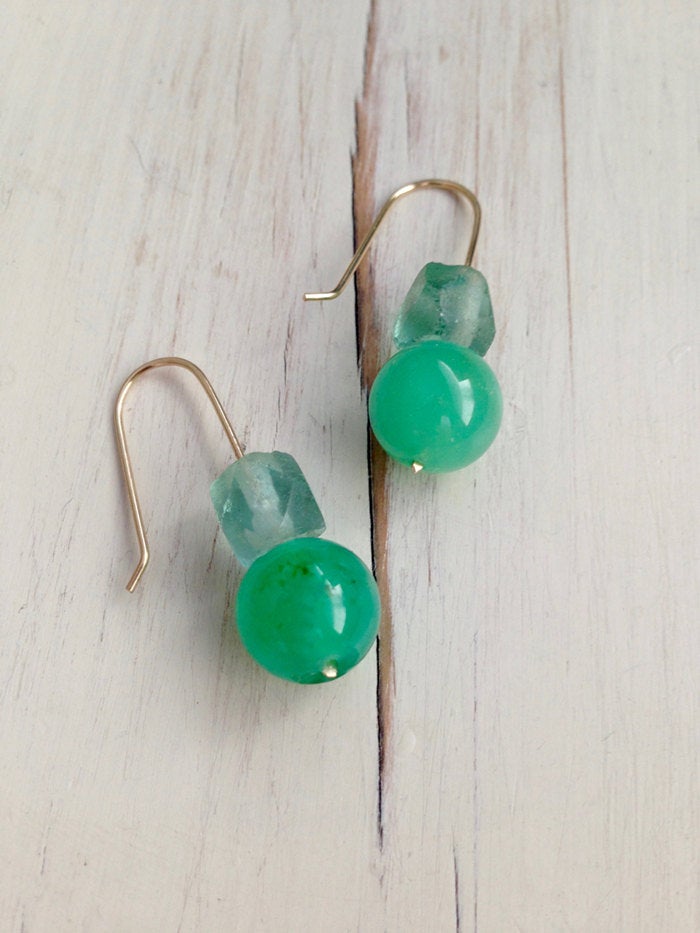 Chrysoprase Gemstone Earrings