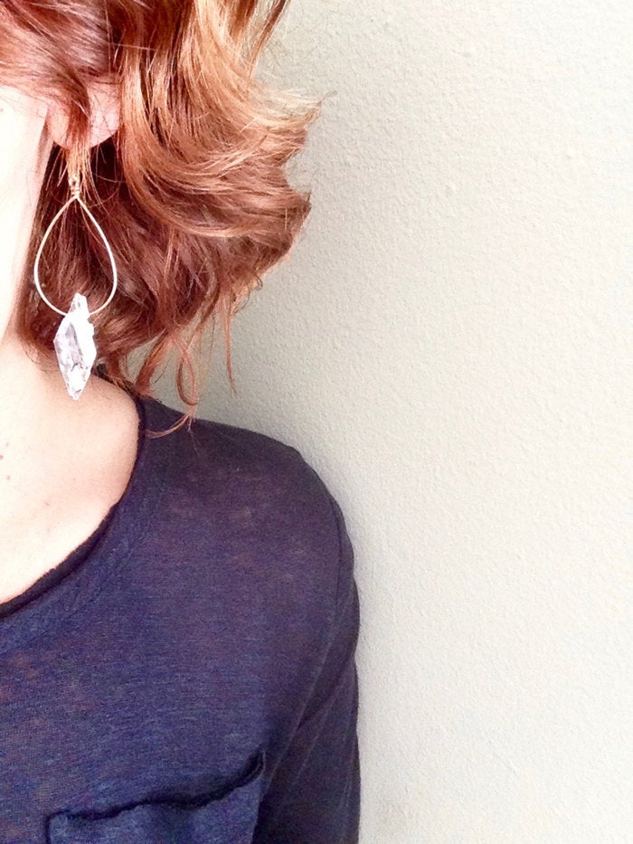 Faden Quartz Tear Hoop Earrings