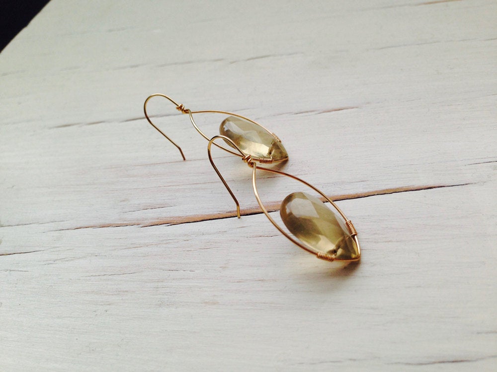 Lemon Quartz Tear Hoop