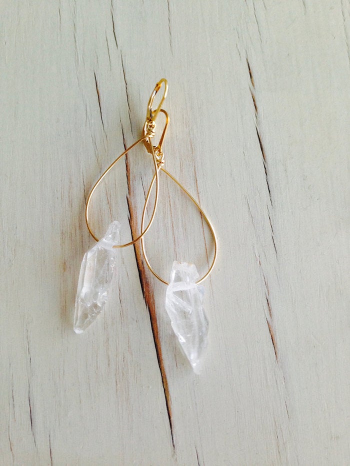 Faden Quartz Tear Hoop Earrings