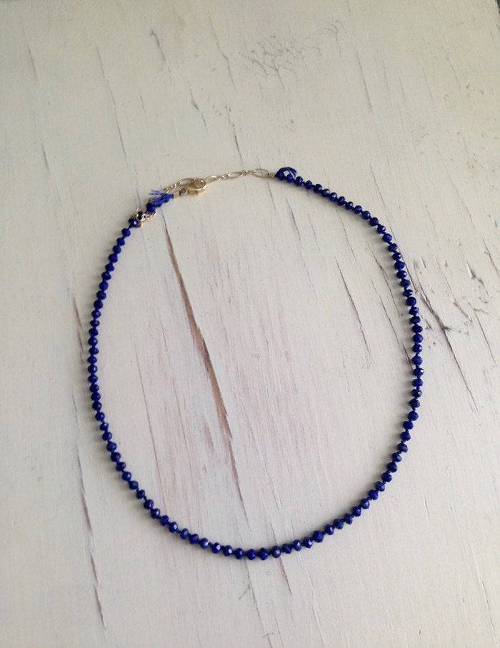 Lapis Silk Knotted Rope Necklace