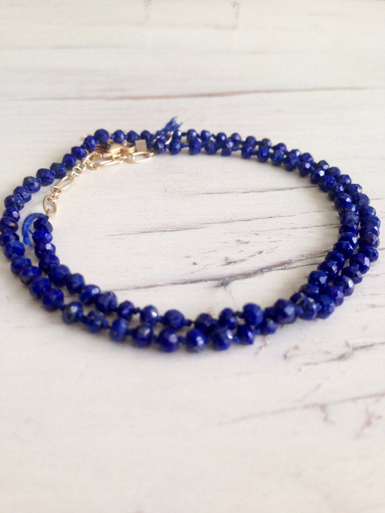 Lapis Silk Knotted Rope Necklace