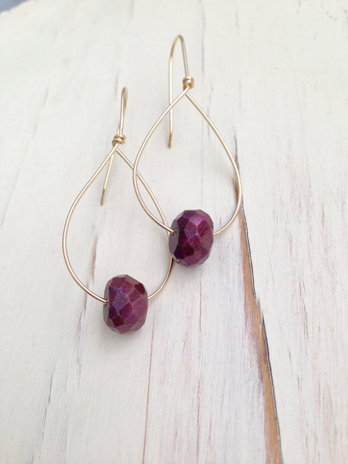 Ruby Faceted Slice Earrings
