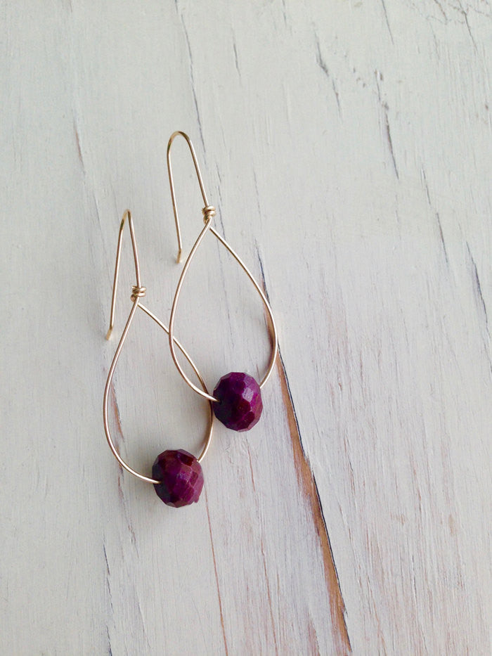 Ruby Faceted Slice Earrings