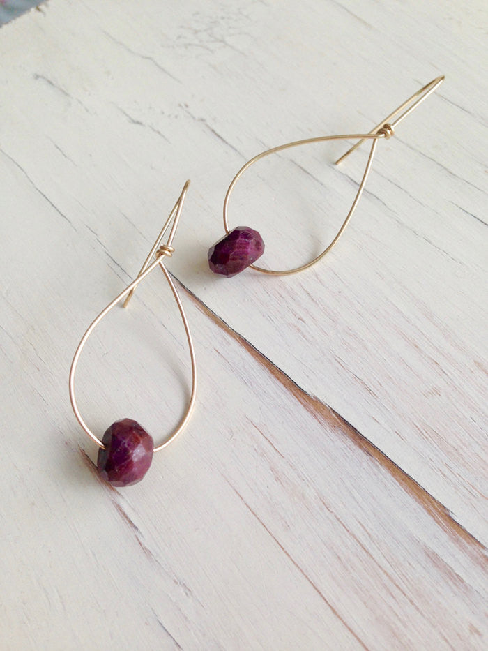 Ruby Faceted Slice Earrings