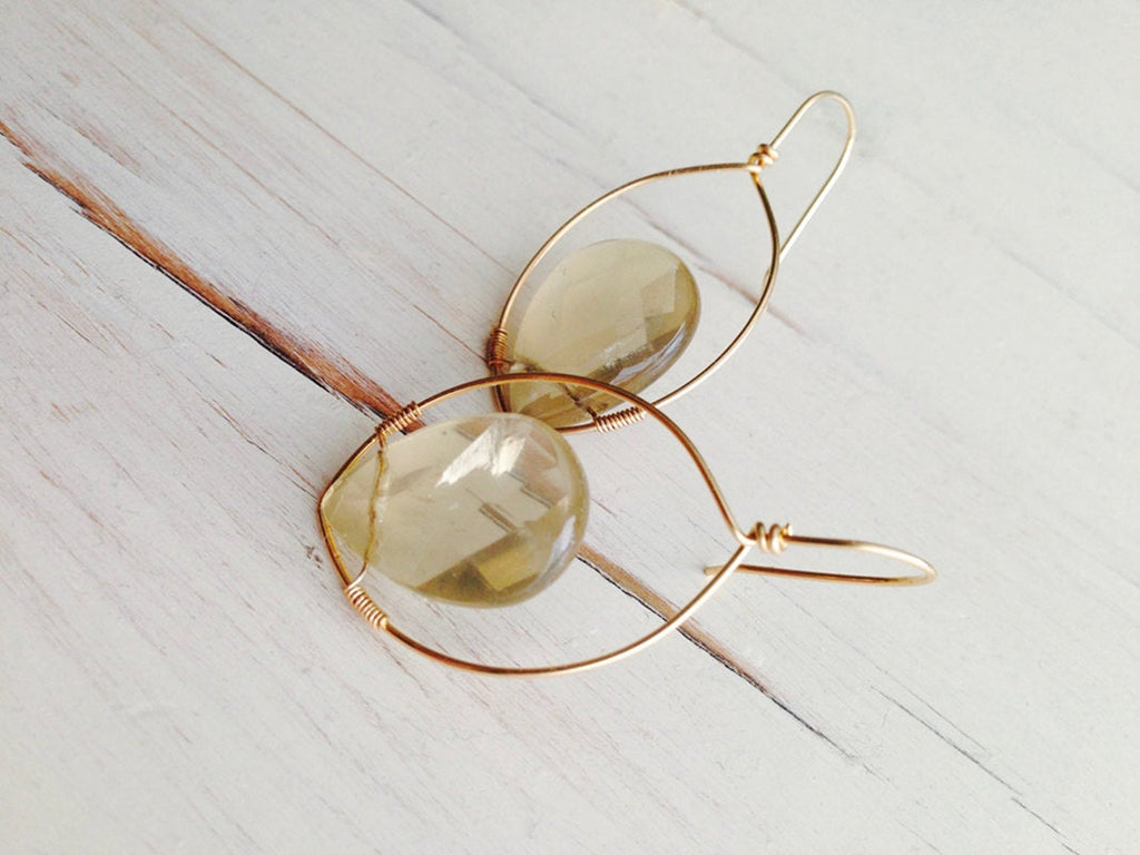 Lemon Quartz Tear Hoop