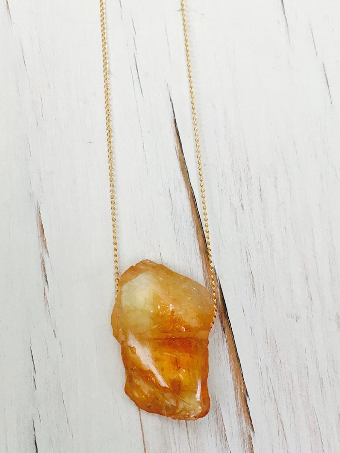 Citrine Raw Slab Necklace