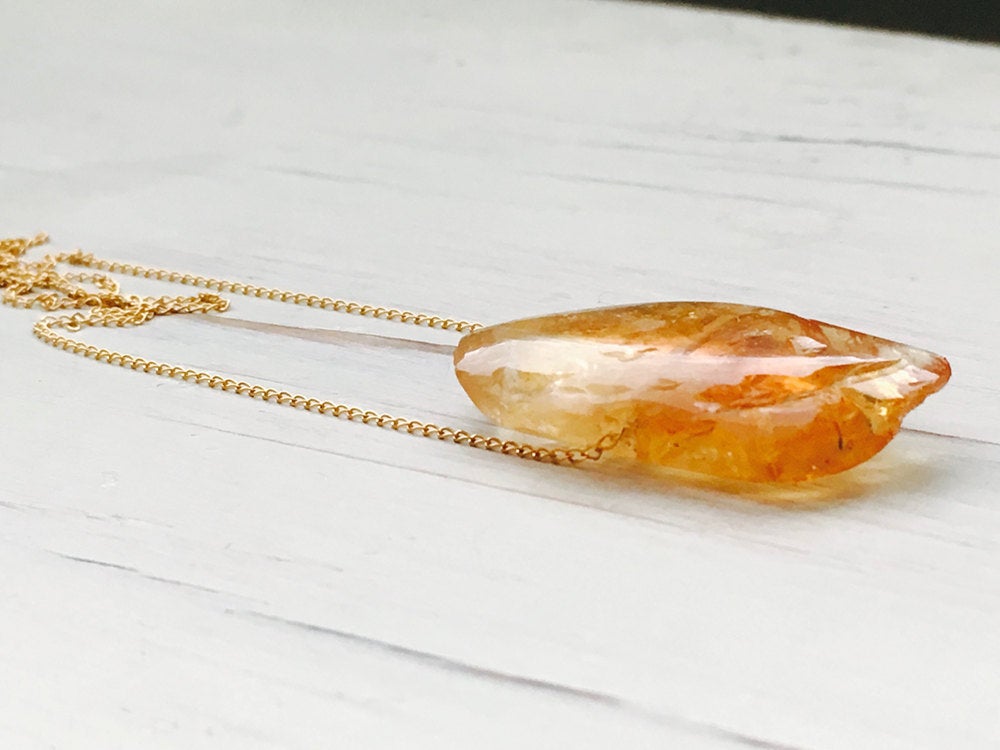 Citrine Raw Slab Necklace