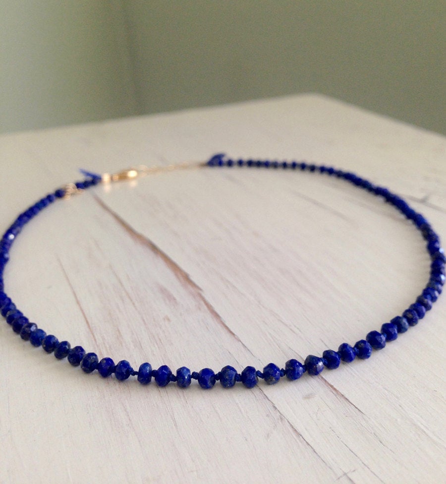 Lapis Silk Knotted Rope Necklace