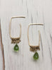 Peridot Teardrop Chain Hoops