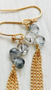Black Rutilated Quartz Dangle Chain Earrings