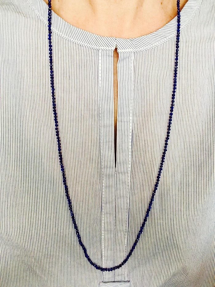 Lapis Silk Knotted Rope Necklace