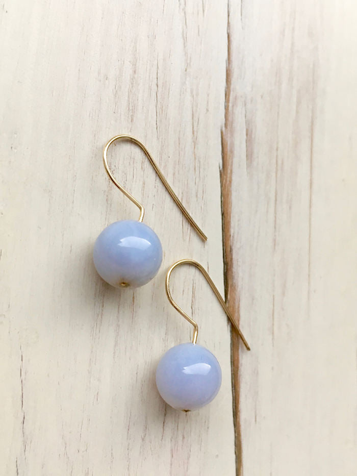Blue Lace Agate Orb Earrings