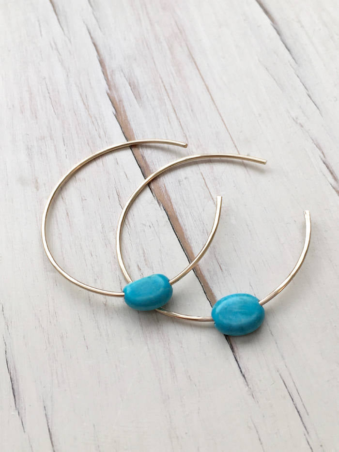 Turquoise Oval Hoops