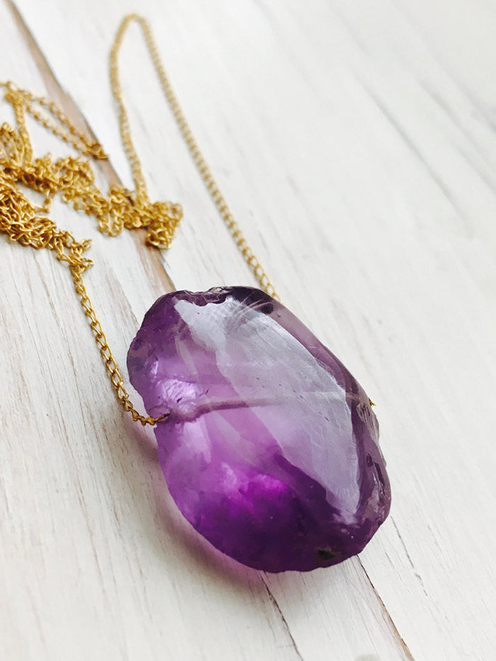 Amethyst Raw Slice Necklace