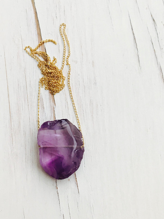 Amethyst Raw Slice Necklace