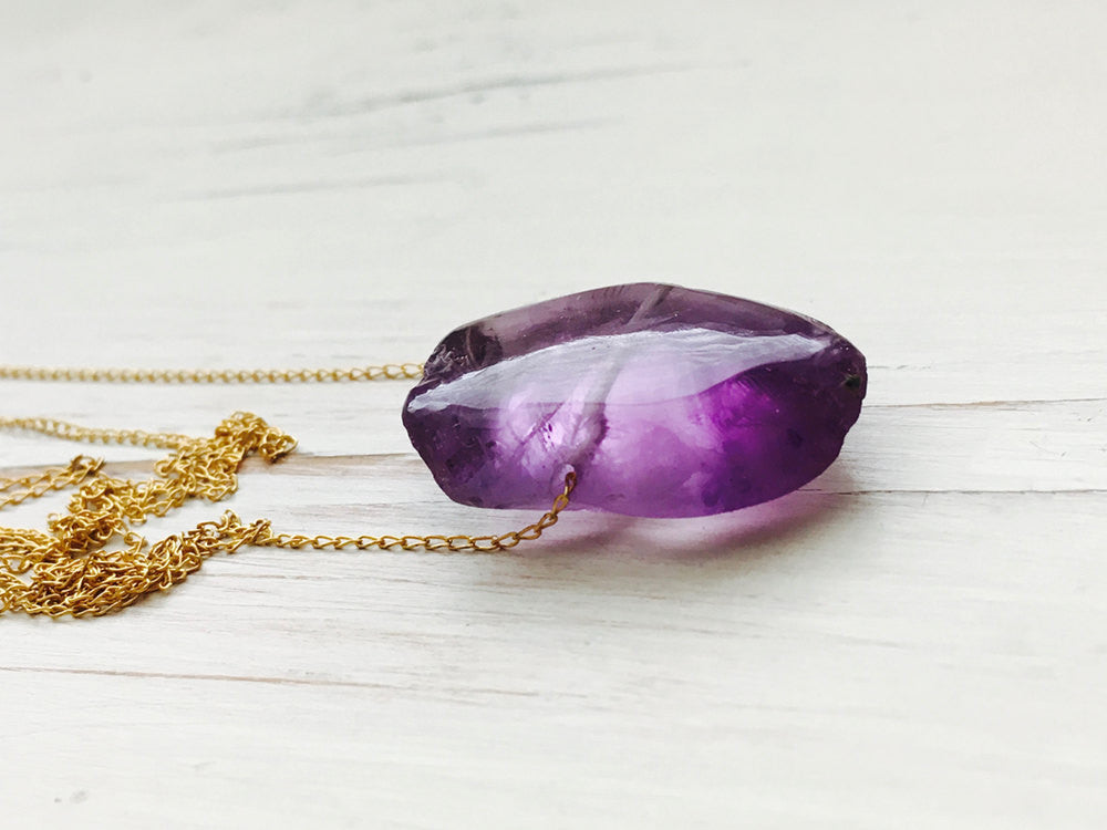 Amethyst Raw Slice Necklace