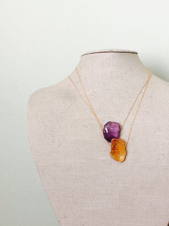 Citrine Raw Slab Necklace