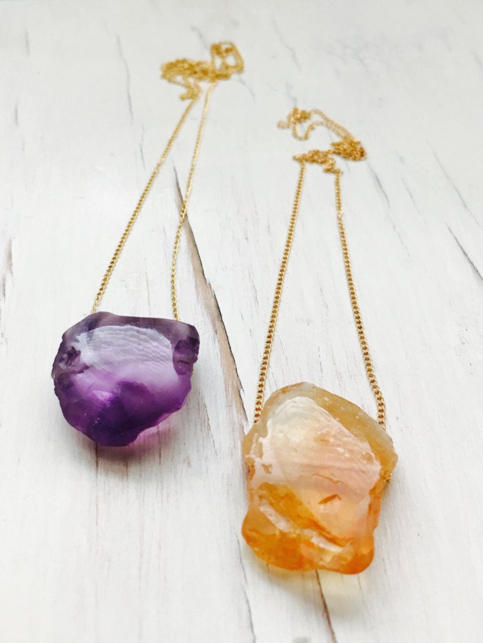Citrine Raw Slab Necklace