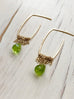 Peridot Teardrop Chain Hoops