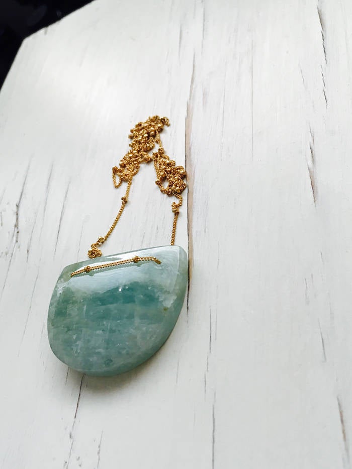 Aquamarine Geometric Pendant Necklace