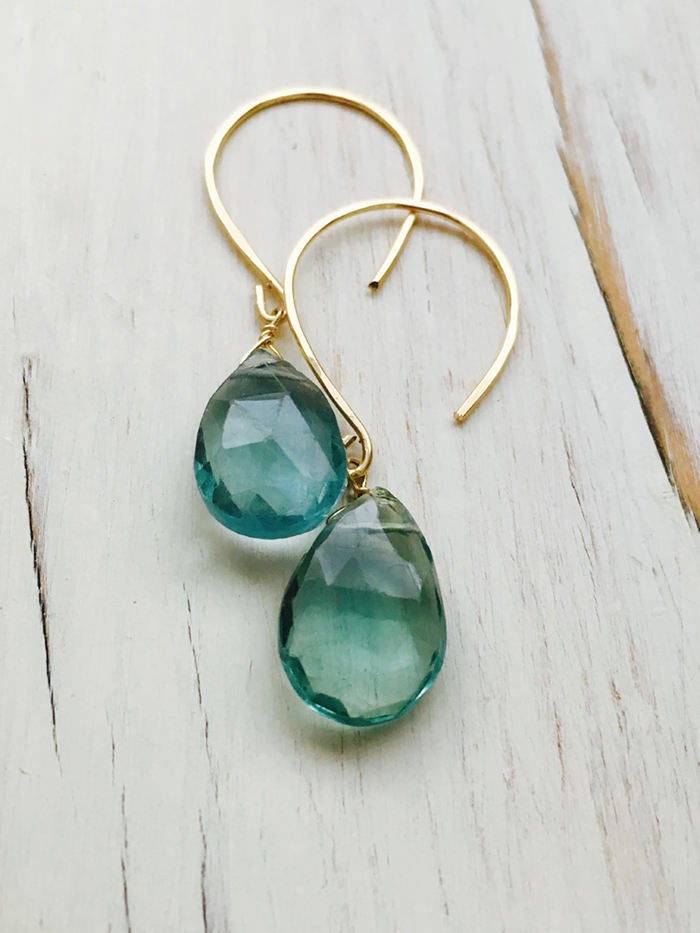 Teardrop Fluorite Dangle Earrings