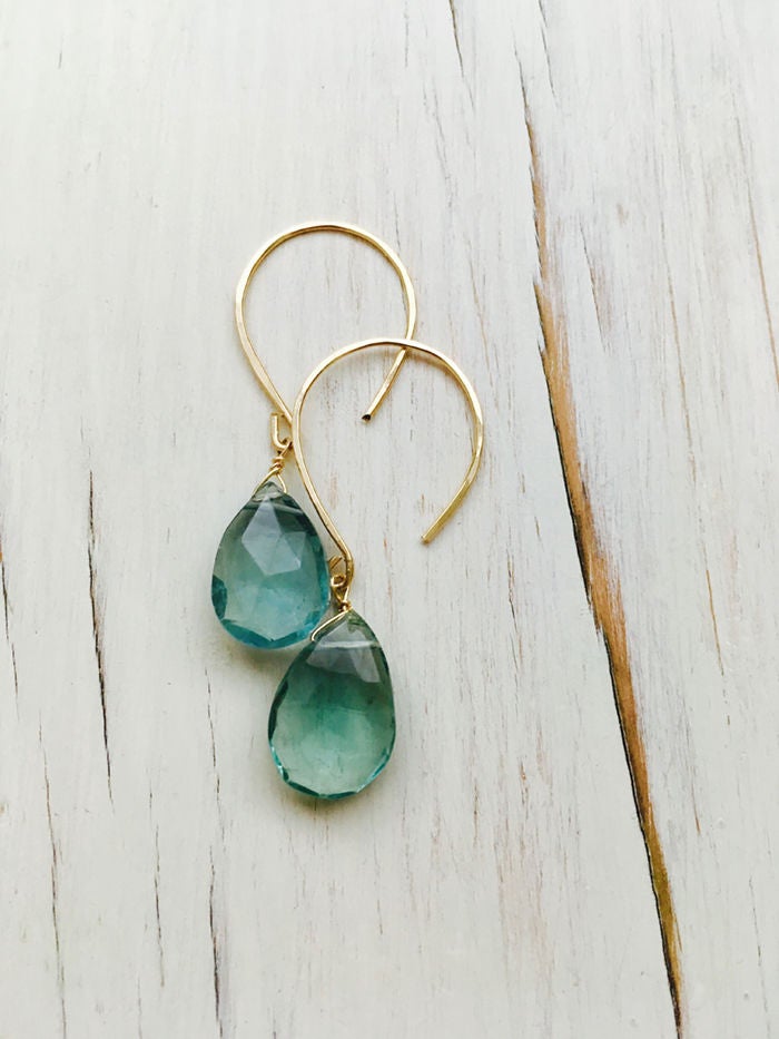 Teardrop Fluorite Dangle Earrings