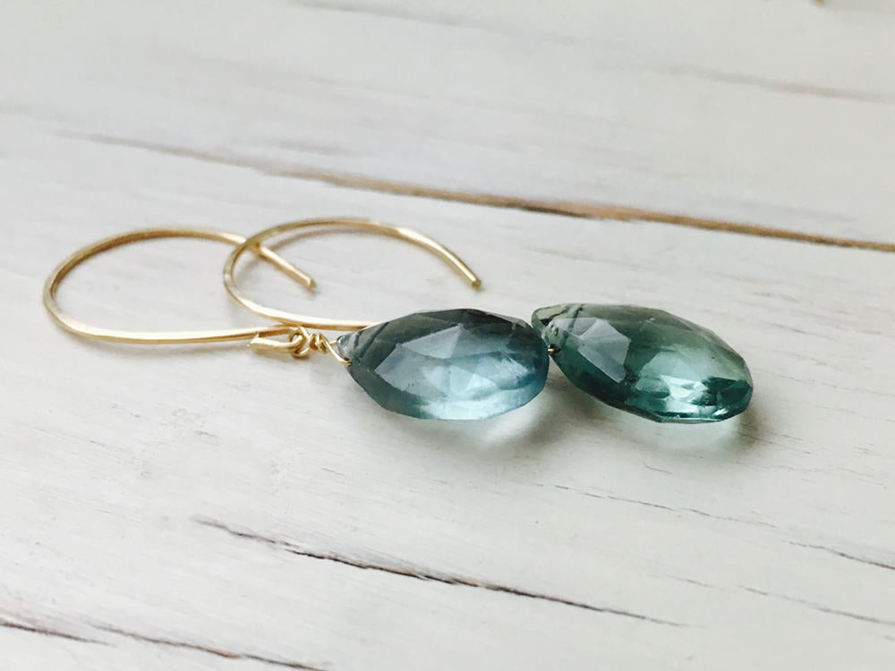 Teardrop Fluorite Dangle Earrings