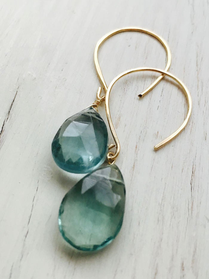 Teardrop Fluorite Dangle Earrings