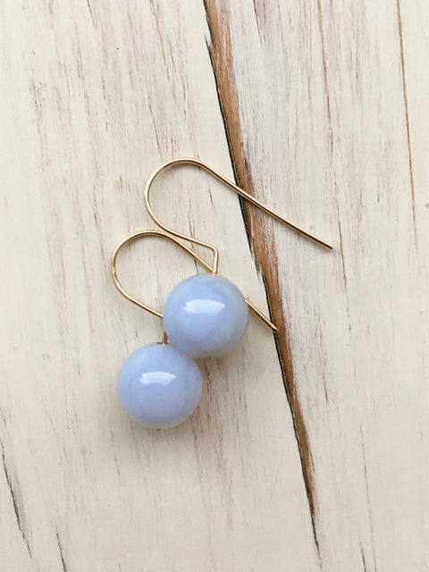 Blue Lace Agate Orb Earrings