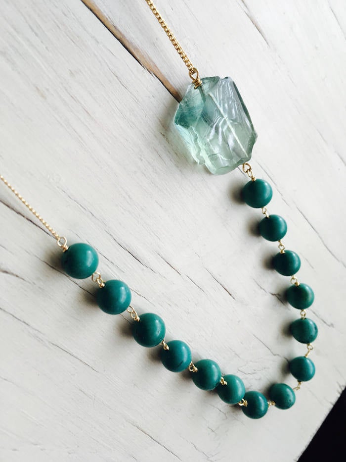 Turquoise And Fluorite Statement Necklace