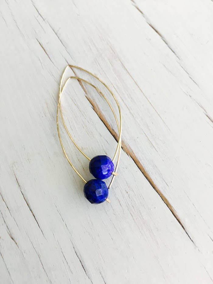 Blue Lace Agate Arc Hoops