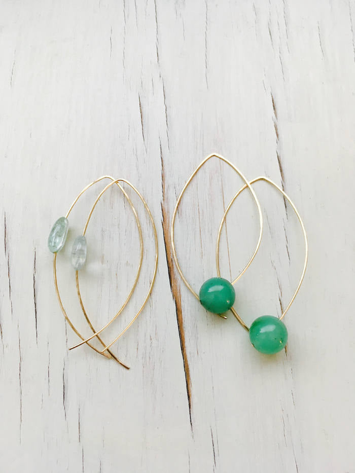 Aquamarine Tear Hoop