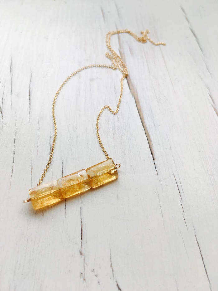 Citrine Bar Necklace