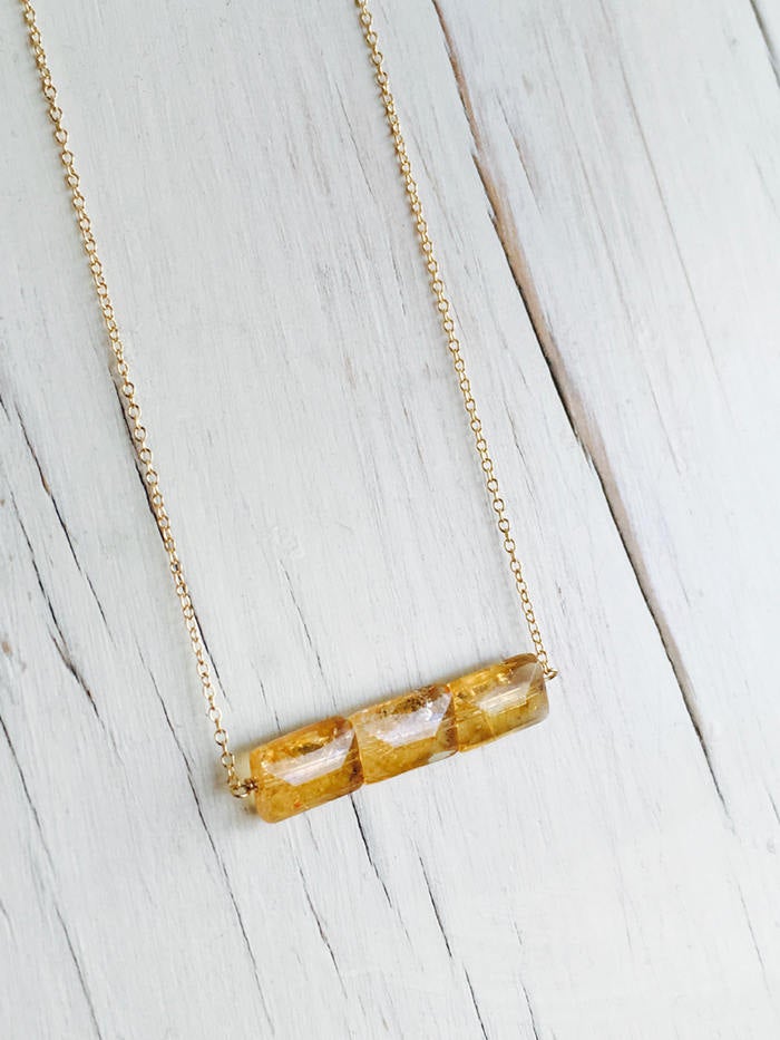 Citrine Bar Necklace