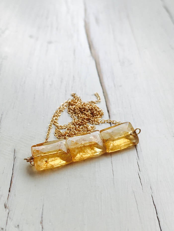 Citrine Bar Necklace