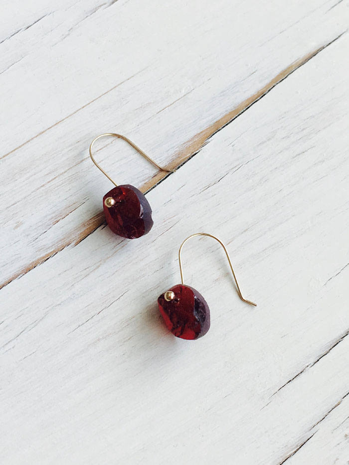 Mozambique Garnet Slice Dangle Earring