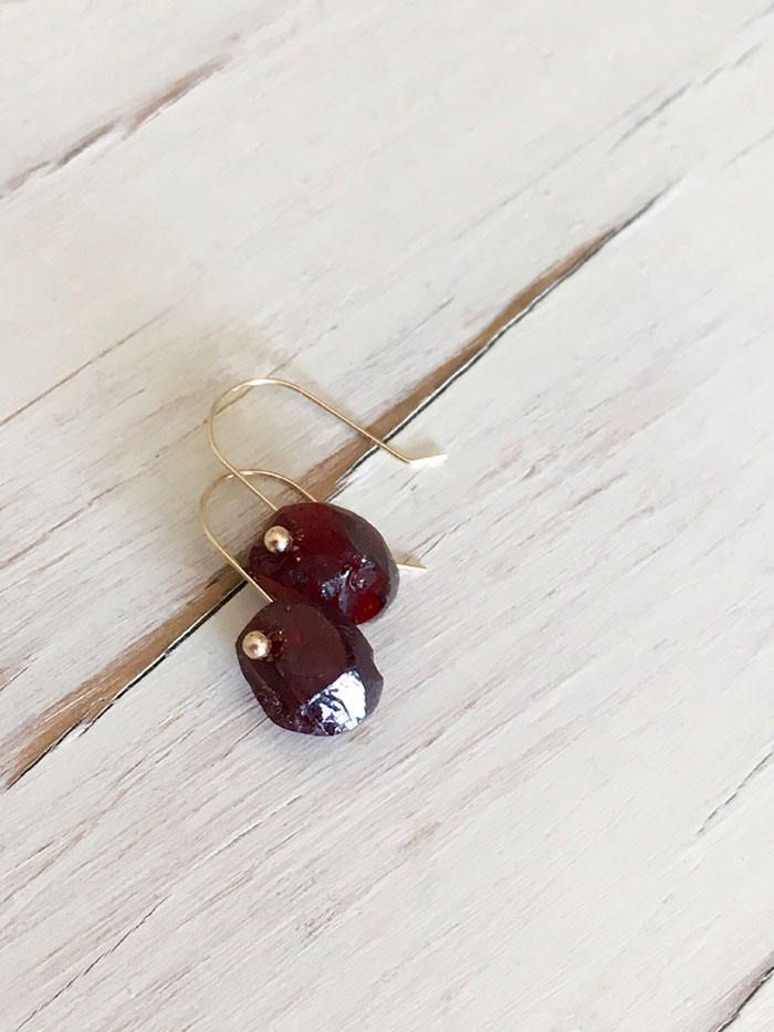 Mozambique Garnet Slice Dangle Earring