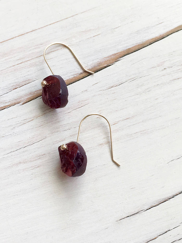 Mozambique Garnet Slice Dangle Earring