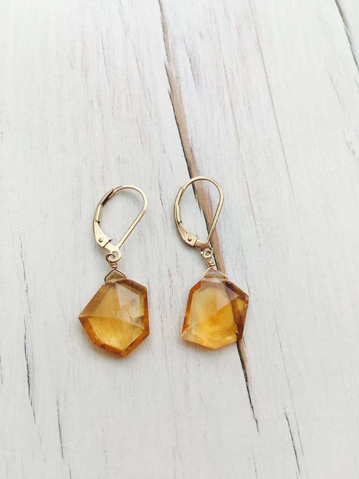 Citrine Free Form Earring