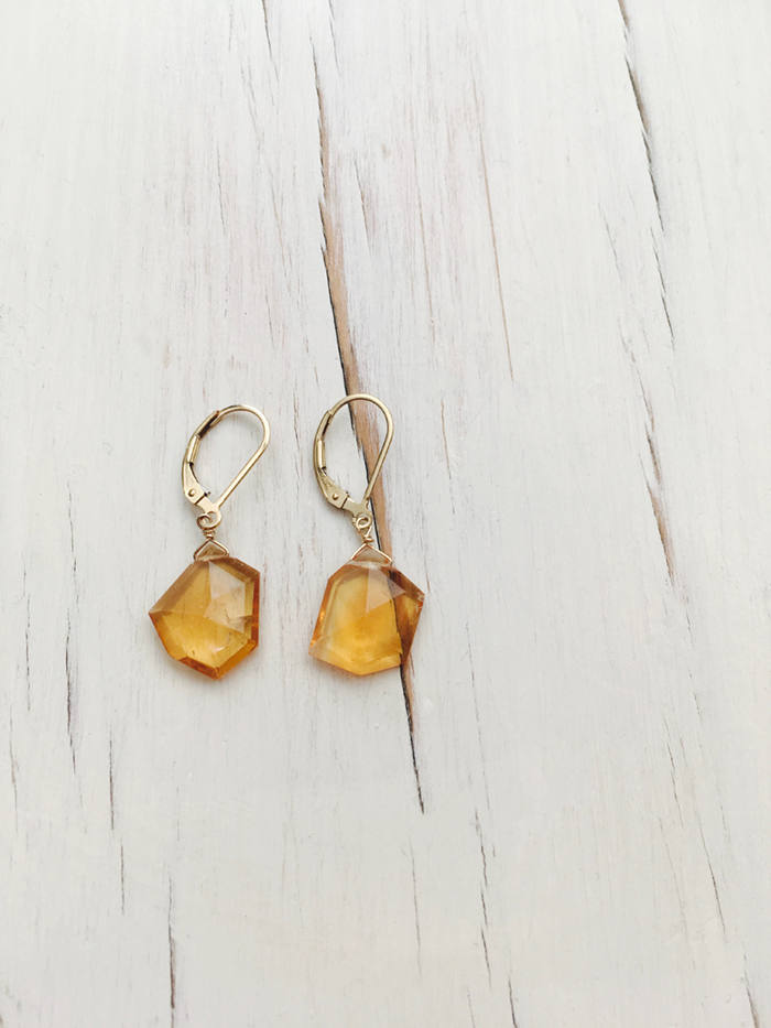 Citrine Free Form Earring