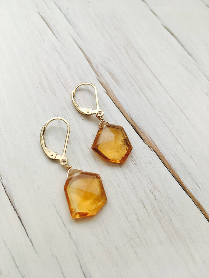 Citrine Free Form Earring