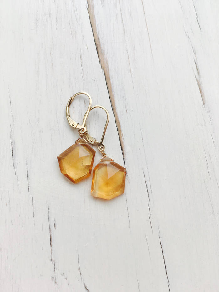 Citrine Free Form Earring