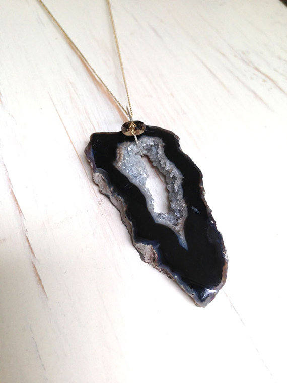 Druzy Agate Geode Necklace