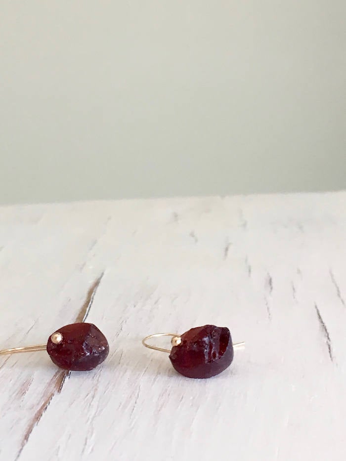 Mozambique Garnet Slice Dangle Earring