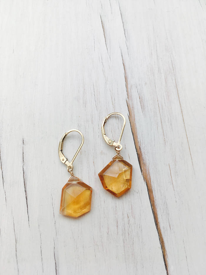 Citrine Free Form Earring