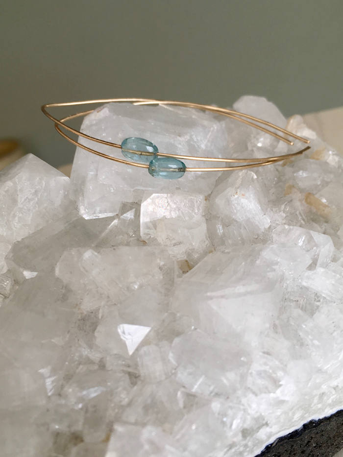 Aquamarine Tear Hoop