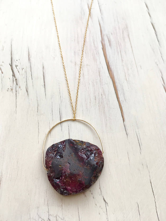 Garnet Raw Pendant Necklace